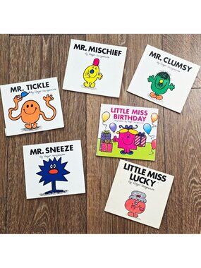 Little Miss Books Lot 6 Mr Sneeze Tickle Clumsy Lucky Mischief Roger Hargreaves